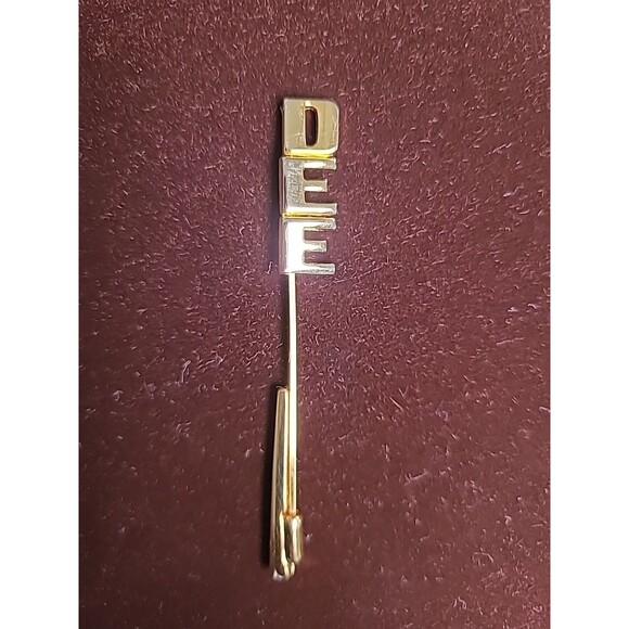 Vintage Letters  DEE Initial Stick Pin Estate Jewelry Pre-Owned Gold Plated - Picture 2 of 6